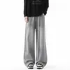 Pantalones rectos de mezclilla lavada versátiles de talla grande para hombre, estilo casual americano, corte holgado, adecuados para primavera y otoño, pierna ancha, desgastados, pantalones largos holgados