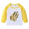 Camiseta Raglan de Algodão Infantil Prestonplayz para Primavera e Outono Gola Redonda Camisa Básica de Manga Longa Camiseta para Bebê Menino