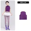 Ropa de baile para niñas, morada con pedrería brillante, top sin mangas de cuello alto, conjunto de yoga, ropa de baile de figura, conjunto de actuación de danza jazz para niñas