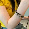 O Proprietário Recomenda Fortemente ~ Pulseira de Contas Doce e Fresca, Pulseira Dupla Camada Osso de Diamante Brilhante, Pulseira Planeta Coração Moderna e Descolada