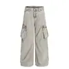 2025 Nuevos Pantalones Cargo Casuales de Calle Americanos Resistentes Lavados con Múltiples Bolsillos de Pierna Ancha Holgados Pantalones Vintage