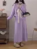 Nueva Colección Otoño/Invierno 2026: Suéter Cárdigan de Punto con Lazo Floral 3D + Falda, Conjunto de Dos Piezas de Punto Estilo Suave para Mujer