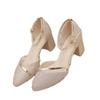 Sandalias Coreanas de Moda para Mujer Primavera 2024 con Hebilla de Una Correa, Tacones Altos Gruesos, Punta Fina, Diseño Hueco, Uso Diario, Hebilla Metálica