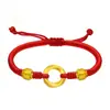 Pulseira de Casal Fita de Möbius de Ouro Puro 999 Shuibei Corda de Mão Trançada Vermelha e Preta Sinal de Amor para Homens e Mulheres Presente