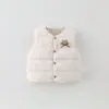 Colete de Penas Feminino Outono e Inverno 2026 Novo Modelo Roupa de Inverno para Bebê Leve e Quente Roupa Externa Infantil Colete Top para Bebê