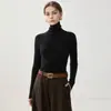 Suéter de una sola pieza 100% cachemira pura para mujer, camiseta base ajustada de cuello alto, nuevo suéter de punto ajustado para invierno 2026