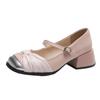 Zapatos de una sola capa estilo hada para mujer 2024 Primavera Nuevos Súper Populares Estilo Coreano Combinan con Todo Tacón Grueso Elegante con Falda Zapatos de una sola capa