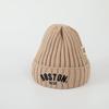 Estilo Novo Outono e Inverno Chapéu de Lã Tricotado Bordado com Letra para Crianças, Simples e Elegante com Listras, para Meninos e Meninas, Chapéu Infantil Quente