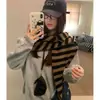 Chal Triangular de Rayas Estilo Coreano Extra Cálido para Mujer en Otoño e Invierno, Grueso y Versátil, Accesorios de Bufanda Exterior Tejida
