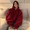 Moletom com Capuz Huamian Estilo Retrô Americano para Mulheres Forrado com Fleece e Espessado Nova Coleção Outono/Inverno 2025 Jaqueta Solta Tendência Ins