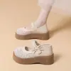 Populares Zapatos de Mujer Estilo Hada con Perlas Tejidas y Diseño Hueco, Novedad Verano 2026 Versátiles Zapatos Mary Jane de Doble Uso para Mujer