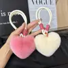 Lindo Conejo Rex Real Peluche Pequeño Corazón de Melocotón Llavero de Coche Colgante Lindo Bola de Felpa Corazón Mochila Escolar Colgante de Bolso Regalo
