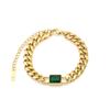Jóia de mão retrô em aço inoxidável banhado a ouro 18K, corrente cubana com lapidação de seis lados, incrustada com zircônia quadrada colorida, pulseira feminina, atacado