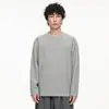 Camiseta de Manga Larga con Puntada Estructurada de Cuello en V Pequeño para Hombre LKTM 26AW Unisex Ajuste Holgado Relajado Camiseta Básica