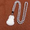 Colar Longo Corrente Suéter Pingente Guanyin Buda Vidro Imitação Jade para Mulheres, Joias Estilo Nacional Atacado para Lojas de Presentes e Barracas de Rua