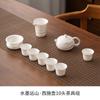 Juego de té de kung fu Yuanshan con pintura de tinta de porcelana blanca Dehua, apto para el hogar y la oficina, de alta gama, con tapa de té blanco chino, tazón y taza de té
