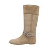 Botas Largas Vintage para Mujer, Estilo Nuevo de Otoño, Hebilla de Cinturón, Uso Bidireccional, Cuello Vuelto, Punta Redonda, Botas Slouch, Aumento de Altura Interno, Botas Largas por Encima de la Rodilla