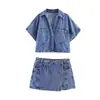 Ropa para Mujer TAOP&ZA Colección Verano 2026 Nueva Camisa Corta de Mezclilla 7484044 + Pantalones Falda de Mezclilla 7484045