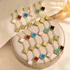 Pulseira Laser Flor de Cinco Pétalas 15mm Ouro Real 18K Pulseira Trevo Grossa Galvanizada a Ouro Popular no Tiktok Pulseira Dourada