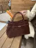 Bolso de Mano Grande de Terciopelo Escarchado Retro de Moda para Mujer 2025 Otoño e Invierno Nuevo Bolso Grande Casual Simple
