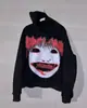 Moletom com Capuz Europeu e Americano Y2K Harajuku Street Dark Retro Inverno Estampa de Animação Preto Outro Espesso
