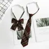 Corbata Estilo Academia, Corbata de Moño, Corbata Floral, Corbata JK, Corbata a Cuadros Rosa Amarillo Rojo, Corbata Retro Gris Carbón para Mujer