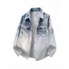 Nova camisa masculina tie-dye degradê estilo americano 2026, camisa casual moderna de corte solto, peça externa masculina