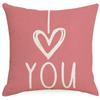 Funda de almohada de lino con estampado de amor rosa para San Valentín transfronterizo, funda de cojín para sofá o coche, venta al por mayor