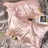 Funda de almohada de seda lavable de color sólido para belleza, funda de almohada individual de seda helada sedosa, imitación de seda de morera, funda para núcleo de almohada de seda