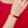 Ágata Vermelha Obsidiana Cinco Direções Bestas Divinas Cinco Direções Deus da Riqueza Pulseira Homens e Mulheres Quatro Deuses Zodíaco Nascimento Buda Pulseira Atacado