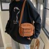 Veludo Cotele Moda Nova Primavera Cor Sólida Bolsa de Pano Casual Estilo Campus para Meninas Pequena de Ombro Único Transversal Tendência