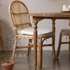 Silla con Respaldo de Ratán Tejido Usada B&B Retro Natural Ratán Real Silla para Mesa de Comedor Silla de Comedor para el Hogar Silla de Ocio para Balcón