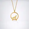 Joyería de Moda de Comercio Exterior: Bosque Naturaleza Lobo Aullando Animal Feroz Círculo Hueco Lobo Dibujo Animado Collar de Acero Inoxidable