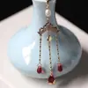 Horquilla Hanfu con Borla Colgante Semiacabado, Calidad que Conserva el Color Borla de Mariposa Romboidal, Una Borla de Nube Borgoña