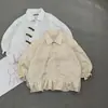 Nueva Chaqueta Camisa de Botones Estilo Chino para Mujer, Estilo Corto con Dobladillo Fruncido y Mangas de Linterna, Diseño Único, Top Estilo Nacional