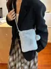 Bolso Acolchado para Mujer Otoño e Invierno Nuevo Bolso Cruzado Peludo Mini Bolso Pequeño de Hombro Vertical para Teléfono Móvil Bolso Cruzado de un Solo Hombro