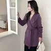 Abrigo de Lana de Solapa Doble Cara para Mujer Nuevo Estilo Otoño Invierno Abrigo de Lana Petite