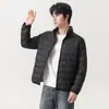 Jaqueta de Penas Leve Masculina Aquecimento de Grafeno Outono e Inverno Nova Masculina 80% Penas de Pato Branco Gola Alta Quente Jaqueta Masculina