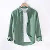 Camisa de lino de manga larga para hombre, camisa de lino de algodón holgada informal japonesa para hombre, camisa de vestir exterior de primavera y verano