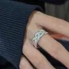 Anillo de Plata Cepillada Trenzado Vintage de Lujo Ligero Diseño de Nicho Fresco Artesanía Pesada Anillo para Dedo Índice de Lujo Ligero Abierto