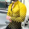 Camisa de Lapela Outono 2025 para Homens, Camisa Estampada Masculina Europeia e Americana da Amazon, Camisa Cardigan de Manga Longa para Homens