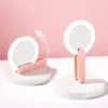 Espelho de Maquiagem com Luzes LED, Espelho de Maquiagem Dobrável Portátil para Estudantes, Espelho de Mão para Maquiagem, Espelho de Mesa