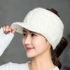 Gorra de Cola de Caballo Estilo K Invierno Terciopelo Engrosado Gorra sin Parte Superior para Mujer Gorra de Visera Vacía Gorro de Lana Tejido Ciclismo