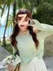 Suéter de Punto de Verano con Protección Solar Cover-Up para Mujer 2026 Nuevo Estilo Ligero Camiseta de Verano con Camisola Ropa Exterior Top en Blanco