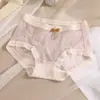 Bragas Dulces de Encaje Estilo Japonés, Secado Rápido y Absorción de Humedad, Transpirables, con un Moño, Malla Ligera que Envuelve la Piel, Braguitas Triángulo