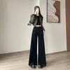 Jeans Acampanados Negros para Mujer, Nuevo Estilo Invierno 2025, Corte Holgado, Versátiles, Modernos, a la Moda, Pantalones de Pierna Ancha Adelgazantes