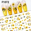 Pegatinas para Uñas de Girasol de Otoño Abeja Mariposa Hoja de Sangre Espiga de Trigo Ardilla Calcomanías de Arte para Uñas de Dibujos Animados Transfronterizas