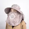 Sombrero de Protección Solar con Estampado, Sombrero de Recolección de Té que Cubre la Cara, Sombrero de Sol para Ciclismo de Verano para Mujer, Sombrero de Sol Versátil de Ala Ancha