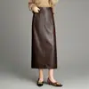 Saia autêntica de couro genuíno Haining para mulheres, coleção primavera/outono 2026, meia-saia de pele de carneiro, estilo outono/inverno, saia tubinho de um passo, moderna
