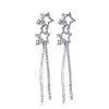 Aretes Coreanos de Estrella con Diamantes Completos y Borla Larga para Mujer Lujo Accesible Elegantes Aretes de Diseño Nicho Aretes